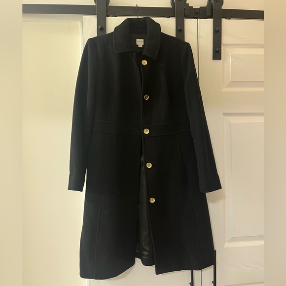 J. Crew Jackets & Blazers - J. Crew Black Wool Trench Coat with Gold Buttons